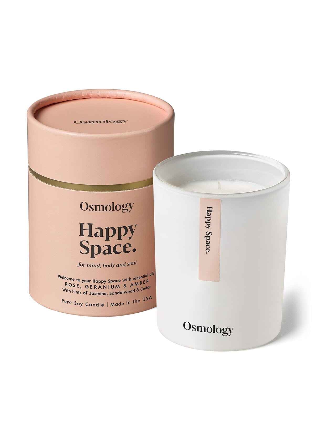 Happy Space Scented Candle - Rose Geranium and Amber