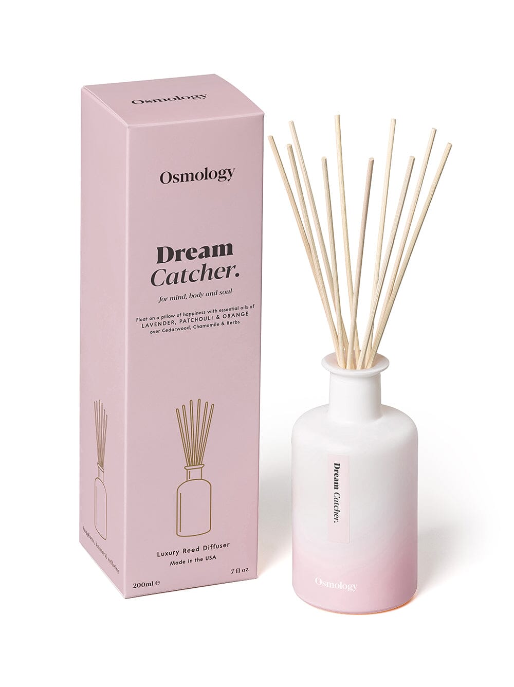 Osmology Dream Catcher diffuser with product packaging on white background